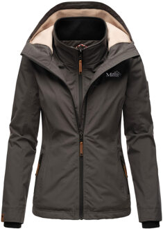 dames tussenjas Erdbeere met dubbele kraag & fleecevoering Zwart - XL