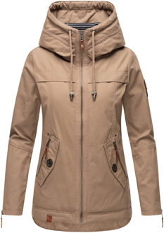 Dames Tussenjas Wekoo – Lichte Katoenen Jas met Capuchon Beige - S