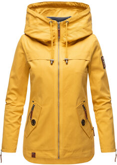 Dames Tussenjas Wekoo – Lichte Katoenen Jas met Capuchon Geel - S