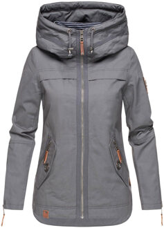Dames Tussenjas Wekoo – Lichte Katoenen Jas met Capuchon Grijs