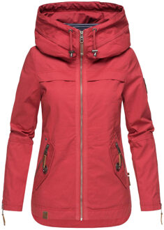 Dames Tussenjas Wekoo – Lichte Katoenen Jas met Capuchon - maat M Rood