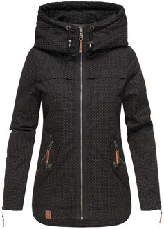 Dames Tussenjas Wekoo – Lichte Katoenen Jas met Capuchon - maat M Zwart