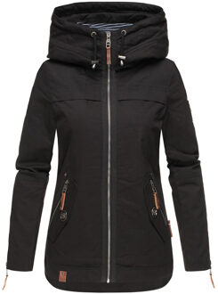 Dames Tussenjas Wekoo – Lichte Katoenen Jas met Capuchon - maat S Zwart