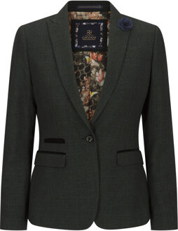 Dames Tweed Groen Geruit Blazer Wollen Klassieke Jas - EU 46 / UK 18