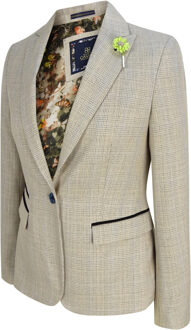 Dames Tweed Herringbone Cream Jas Peaky Blinders - maat EU 46 / UK 18 Beige