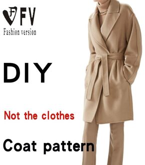 Dames Vallen Schouder Lange Mouw Riem Mid-Lengte Jas Patroon Kledingstuk Naaien Structuur Tekening BFY-97 Size 2XL