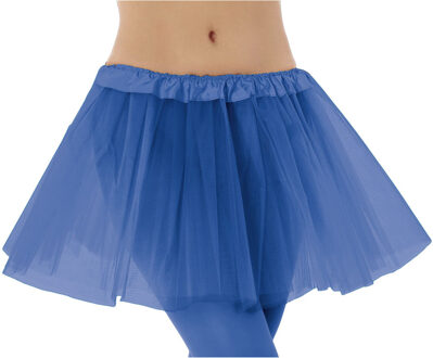 Dames verkleed rokje/tutu - tule stof met elastiek - blauw - one size