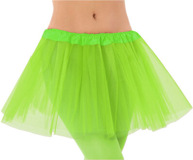 Dames verkleed rokje/tutu - tule stof met elastiek - fluor groen - one size