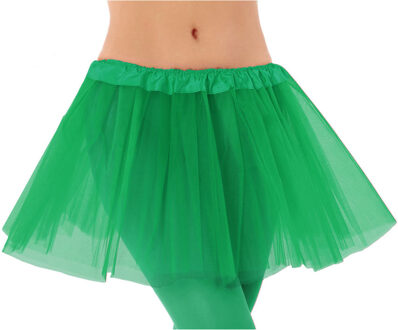 Dames verkleed rokje/tutu - tule stof met elastiek - groen - one size