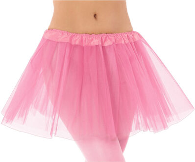 Dames verkleed rokje/tutu - tule stof met elastiek - lichtroze - one size One size