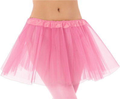 Dames verkleed rokje/tutu - tule stof met elastiek - lichtroze - one size