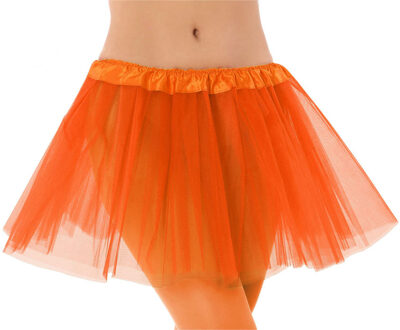 Dames verkleed rokje/tutu - tule stof met elastiek - oranje - one size