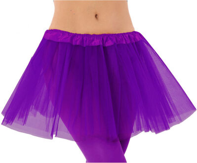 Dames verkleed rokje/tutu - tule stof met elastiek - paars - one size One size