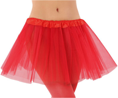 Dames verkleed rokje/tutu - tule stof met elastiek - rood - one size One size