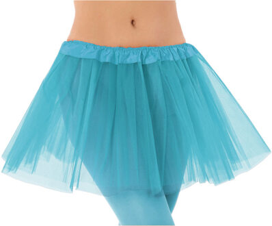 Dames verkleed rokje/tutu - tule stof met elastiek - turquoise blauw - one size