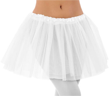 Dames verkleed rokje/tutu - tule stof met elastiek - wit - one size One size