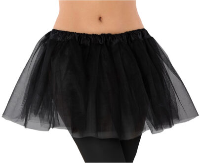 Dames verkleed rokje/tutu - tule stof met elastiek - zwart - one size One size