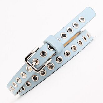 Dames Vrouwen Pu Lederen Riem Met Klinknagel Studded Single Grommet Gaten Taille Keten Hip-Hop Meisjes Mannelijkheid Armband Blauw