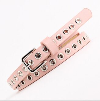 Dames Vrouwen Pu Lederen Riem Met Klinknagel Studded Single Grommet Gaten Taille Keten Hip-Hop Meisjes Mannelijkheid Armband Roze