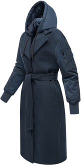 dames wikkeljas met ceintuur & afneembare capuchon – Tjadee Blauw - S