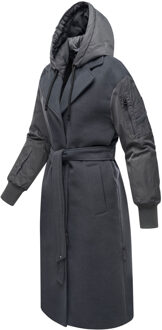 dames wikkeljas met ceintuur & afneembare capuchon – Tjadee - maat 2XL Zwart