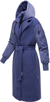 dames wikkeljas met ceintuur & afneembare capuchon – Tjadee - maat S Blauw