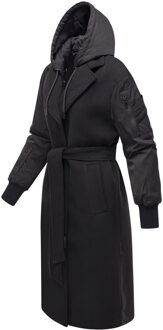 dames wikkeljas met ceintuur & afneembare capuchon – Tjadee Zwart - 2XL