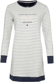 Dames winter nachthemd interlock grijs / wit gestreept Print / Multi