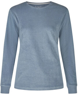 Dames winter pyjama set lang badstof blauw/wit gestreept - maat XXL Veelkleurig