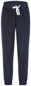 Dames winter pyjama set lang badstof donker gestreept Blauw