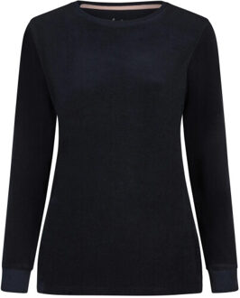 Dames winter pyjama set lang badstof donkerblauw/roze gestreept - maat XXL Veelkleurig