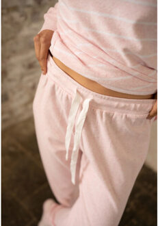 Dames winter pyjama set lang badstof gestreept roze Veelkleurig - XL