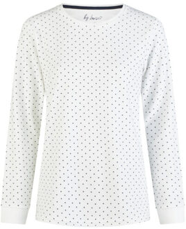 Dames winter pyjama set lang badstof wit/donkerblauw gestreept - maat S Veelkleurig