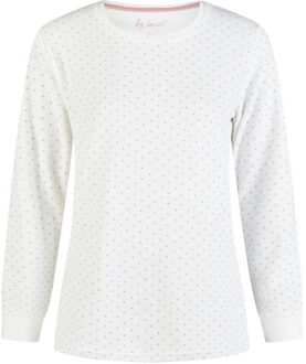 Dames winter pyjama set lang badstof wit/roze gestreept Veelkleurig - XL