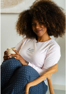 Dames winter pyjama set lang interlock roze gestreept Veelkleurig - M