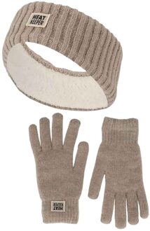 Dames Winter Set - Hoofband + Handschoenen - Beige - One Size
