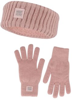 Dames Winter Set - Hoofband + Handschoenen - Roze - One Size
