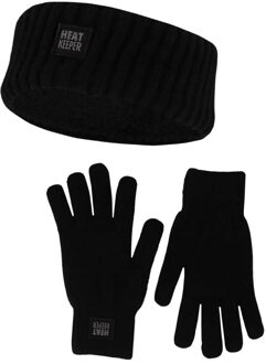 Dames Winter Set - Hoofband + Handschoenen - Zwart - One Size