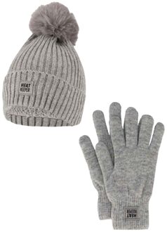 Dames Winter Set - Muts + Handschoenen - Grey Grijs - One Size