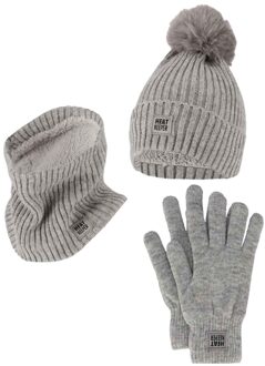 Dames Winter Set - Muts + Handschoenen + Nekwarmer - Grey Grijs - One Size