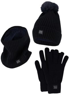 Dames Winter Set - Muts + Handschoenen + Nekwarmer - Navy - One Size