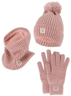 Dames Winter Set - Muts + Handschoenen + Nekwarmer - Roze - One Size
