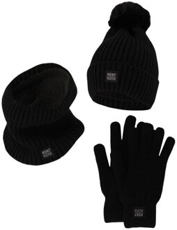 Dames Winter Set - Muts + Handschoenen + Nekwarmer - Zwart - One Size