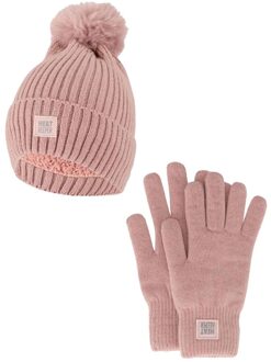 Dames Winter Set - Muts + Handschoenen - Roze - One Size