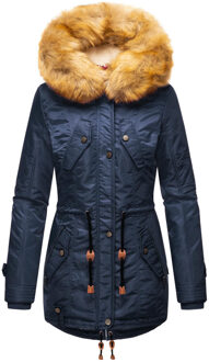 Dames Winterjas B399 – Warm, Waterafstotend & Met Afneembare Bontkraag Blauw - XL