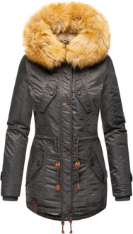 Dames Winterjas B399 – Warm, Waterafstotend & Met Afneembare Bontkraag Grijs - S