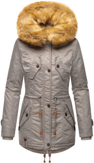Dames Winterjas B399 – Warm, Waterafstotend & Met Afneembare Bontkraag Grijs - XS