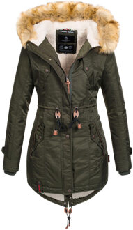 Dames Winterjas B399 – Warm, Waterafstotend & Met Afneembare Bontkraag Groen - 2XL