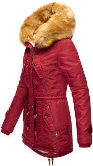 Dames Winterjas B399 – Warm, Waterafstotend & Met Afneembare Bontkraag Rood - S