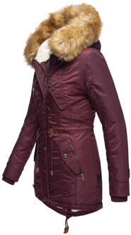 Dames Winterjas B399 – Warm, Waterafstotend & Met Afneembare Bontkraag Rood - XS